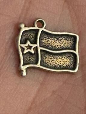 VINTAGE Sterling Silver Texas Flag Charm or Pendant 925